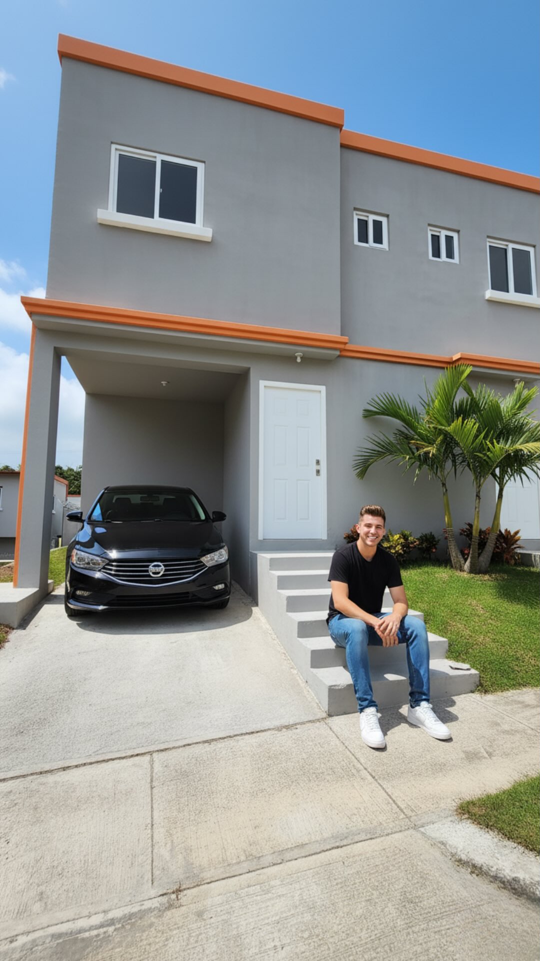 Fachada completa de uma vivienda dúplex em Las Orquídeas Residences